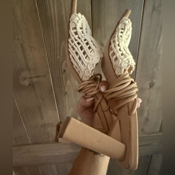 Jessica Simpson Beige Woven Lace-up Sandals - Picture 6 of 7